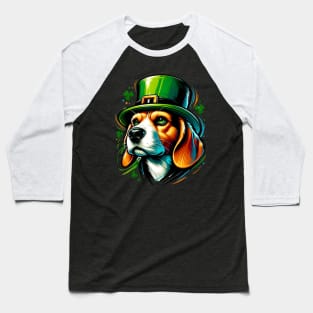 Beagle in Leprechaun Hat Celebrates Saint Patrick's Day Baseball T-Shirt